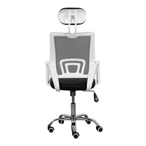 Respaldo de malla negra de la silla giratoria Poznan, diseño ergonómico y transpirable