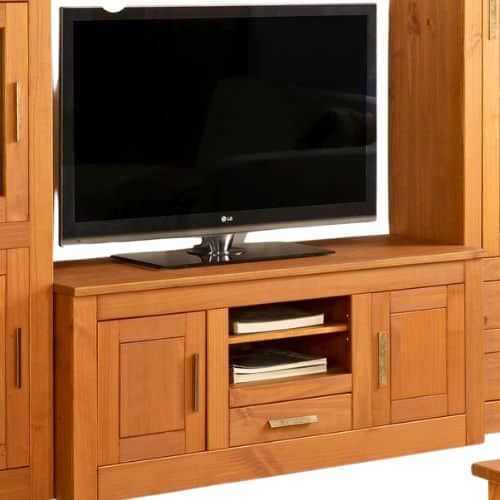 Mueble para tele de pino, diseño rustico y gran capacidad de almacenamiento