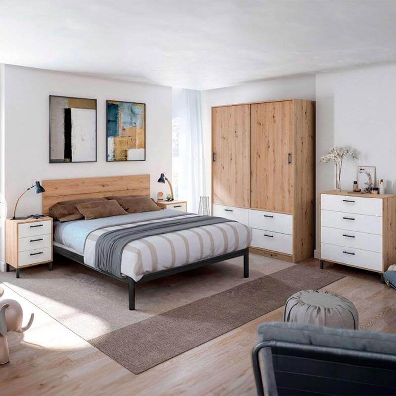 Armario 2 metros alto, funcional de melamina con diseño moderno y puertas correderas