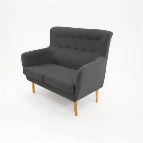 butaca 2 plazas gris oscuro con tela antimanchas y diseño clásico