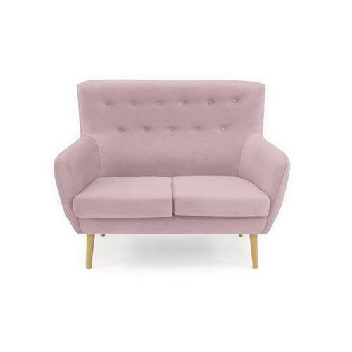butaca 2 plazas rosa de Largo 118 cm, Fondo 67 cm / 52 cm (asiento), Alto100 cm / 66 cm.