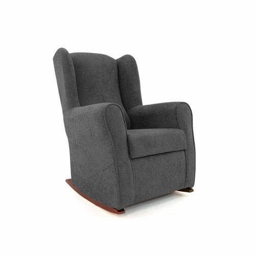 Butaca balancín, Mecedora para amamantar con tapizado antimanchas y asiento acolchado en gris oscuro