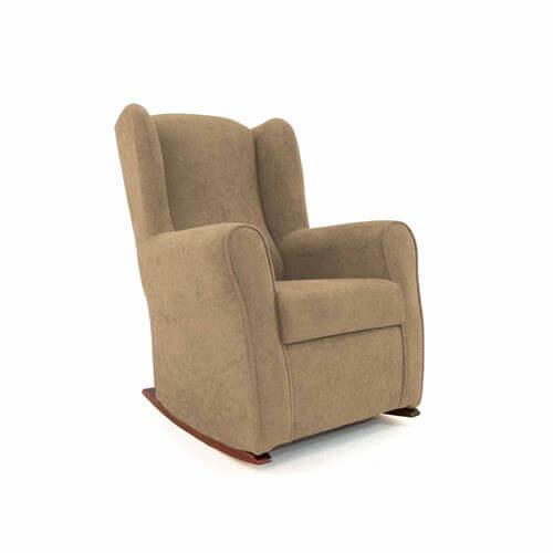 Mecedora para mamá y bebé con diseño ergonómico y balanceo suave color tierra