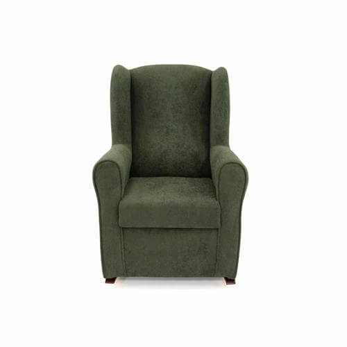 Sillón balancín moderno con respaldo alto y orejeras en color verde
