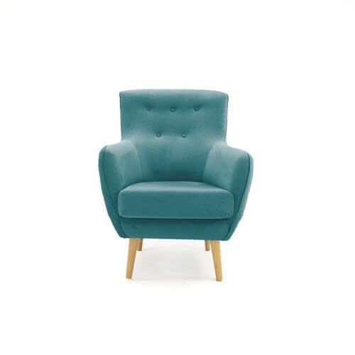 Butaca capitoné Lora, butacón elegante con tapizado antimanchas en color turquesa