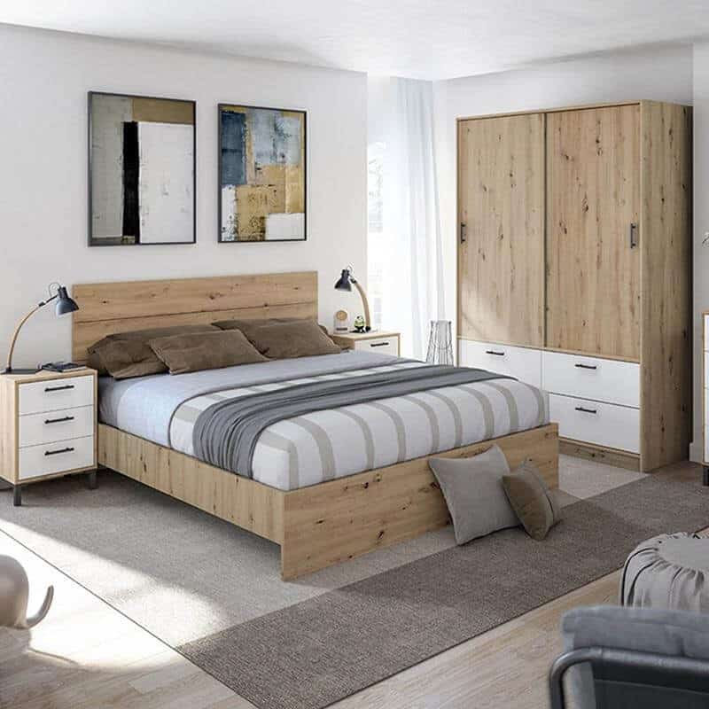 Cama de matrimonio 160 x 200 en melamina, ideal para dormitorios elegantes
