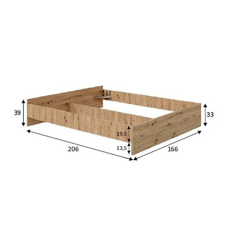 Estructura de cama 160 x 200 cm en roble Nodi, fabricada en melamina resistente