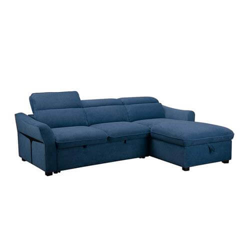 Chaise longue convertible cama azul disponible en versión izquierda o derecha