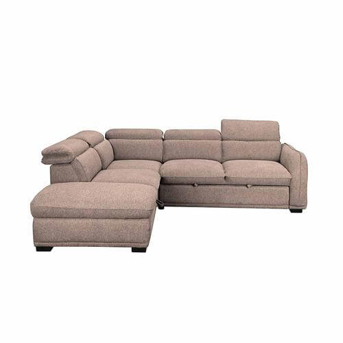Sofá rinconera tela de 258x223x79/98 cm con chaise longue reversible y arcón