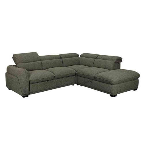Sofá rinconera tela de 258x223 cm con chaise longue intercambiable y estructura resistente