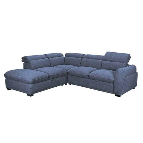 Sofá rinconera tela de 258x223 cm con reposacabezas ajustables y tapizado en tela OTE STYL