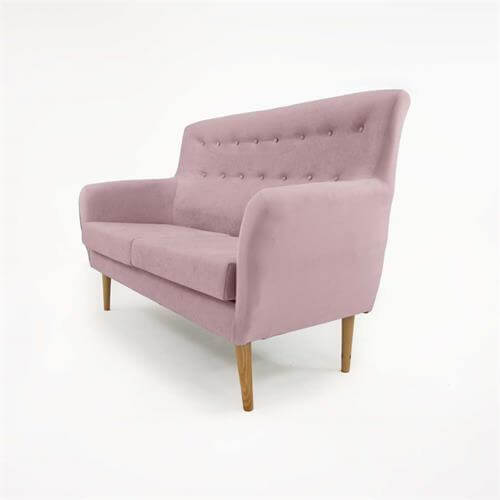 Oferta en sofá 3 plazas barato con tapizado de color rosa y gran confort