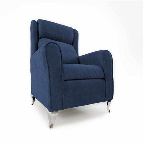 Butaca Noruega azul, butacas modernas para vliving con estructura resistente y patas de acero