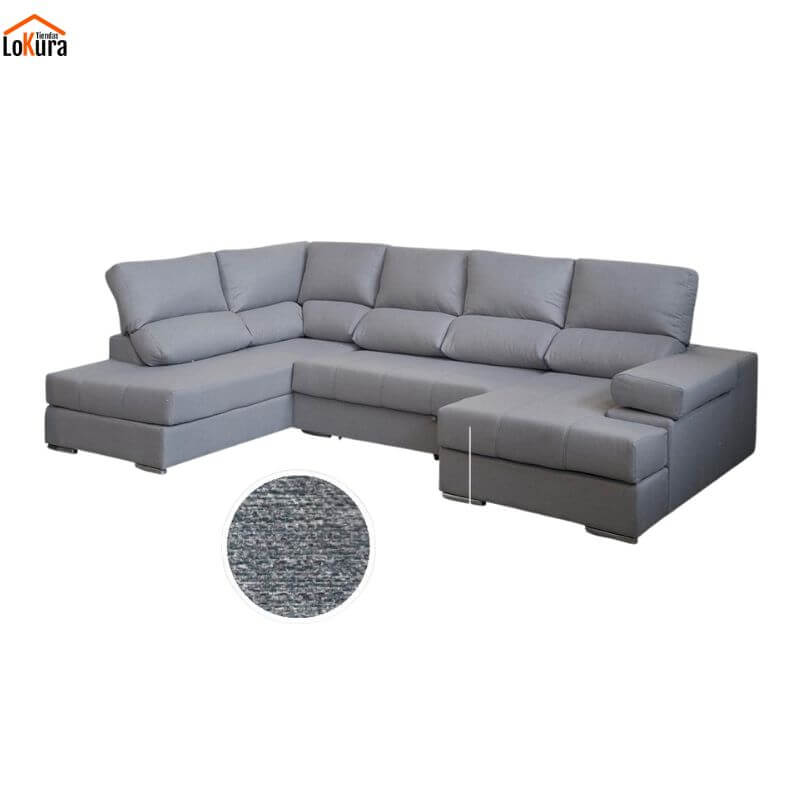 sofás rinconeras modernas Italia gris claro 345 cm de largo con cama deslizante
