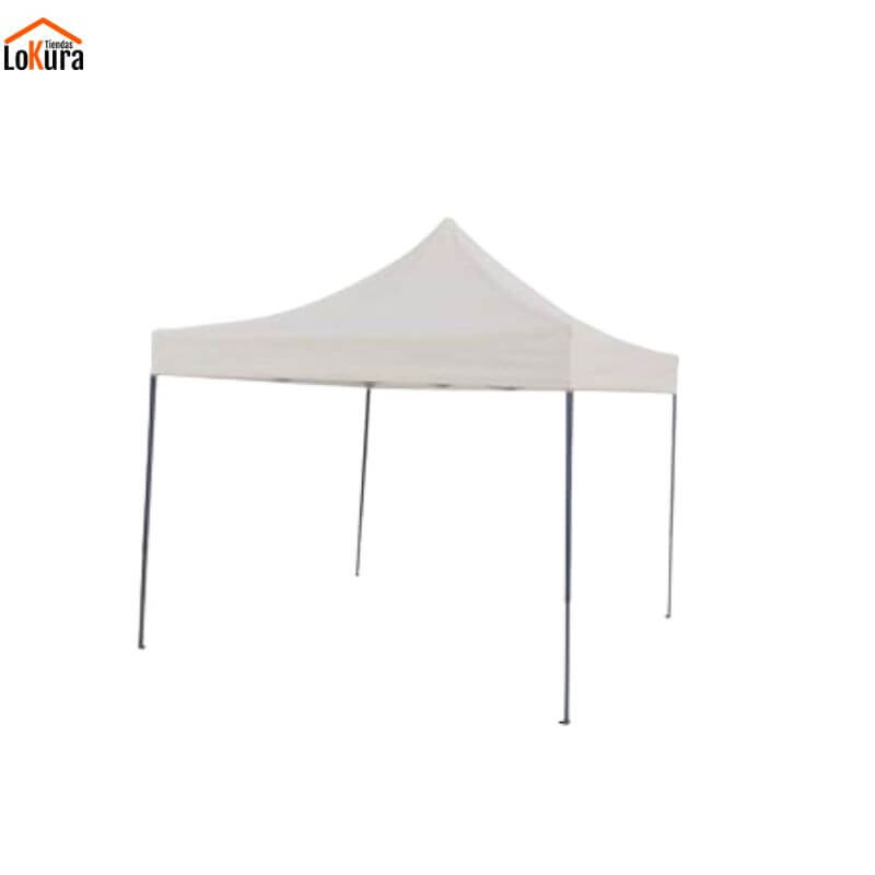 Carpa plegable 3x3 aluminio impermeable beige montada para exteriores