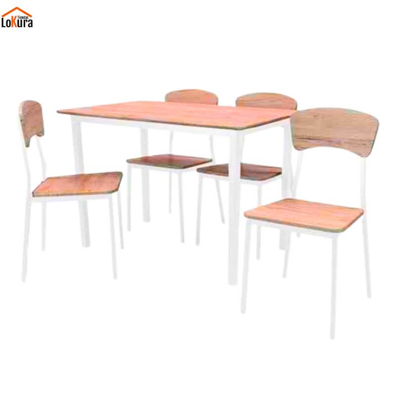 conjunto mesa cocina 4 sillas con patas blancas y acabado cambrian ideal para espacios pequeños