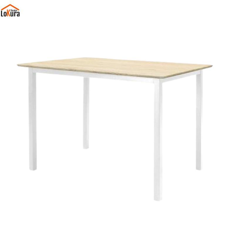 mesa de cocina cambrian con patas metálicas blancas, diseño moderno y compacto