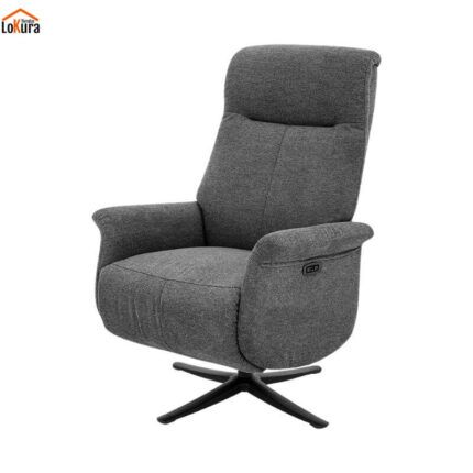 sillón relax eléctrico 2 motores Anau gris oscuro con apertura independiente y cabezal ajustable