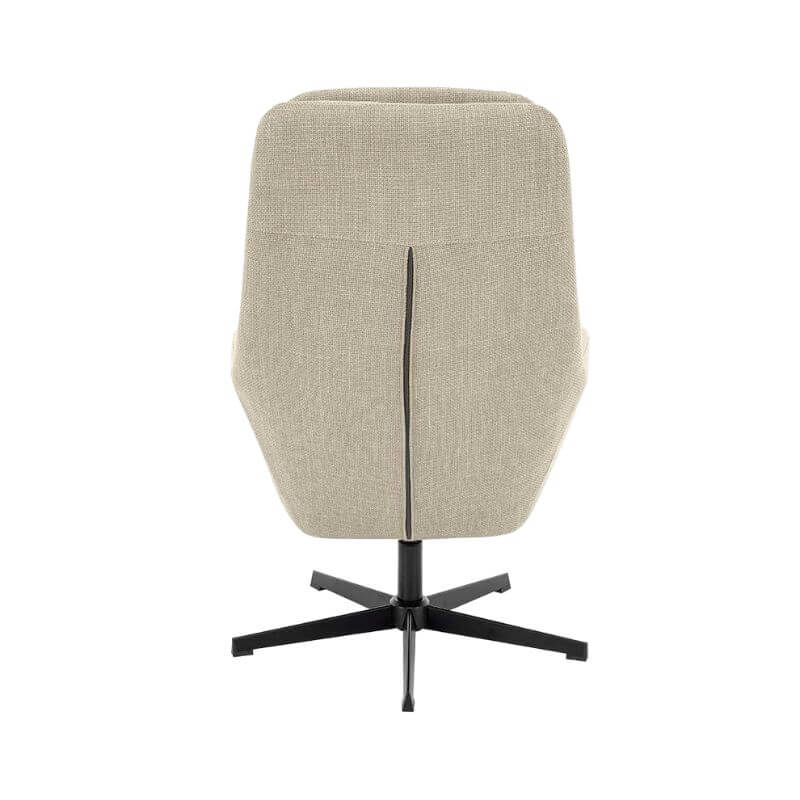 vista trasera sillón relax giratorio Merin beige con base metálica de 5 aspas