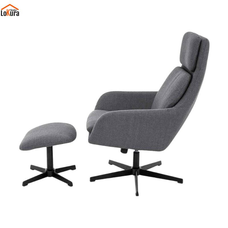 sillón relax giratorio gris vista lateral