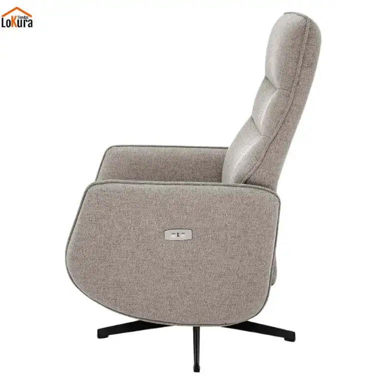 Vista lateral sillón relax Lagoda con control eléctrico y base giratoria metálica – Tienda Lokura Canarias