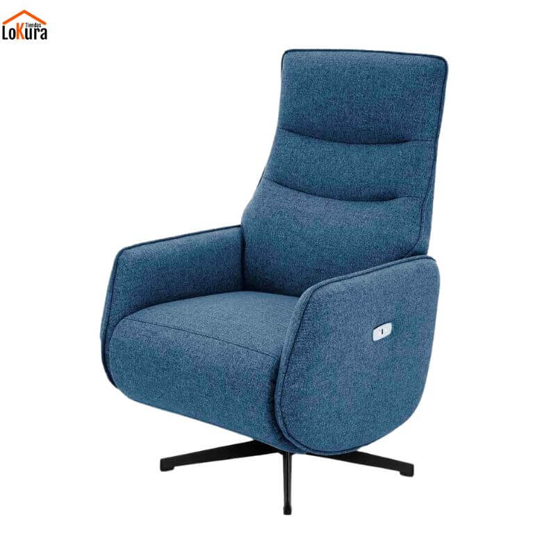 Sillones relax con motores independientes espalda piernas color azul vista frontal