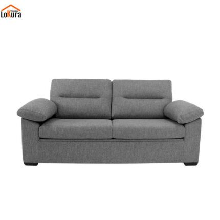 Sofá cama apertura italiana gris de 2 plazas, cerrado y visto de frente de L 200 x F 97 x Al 93 cm