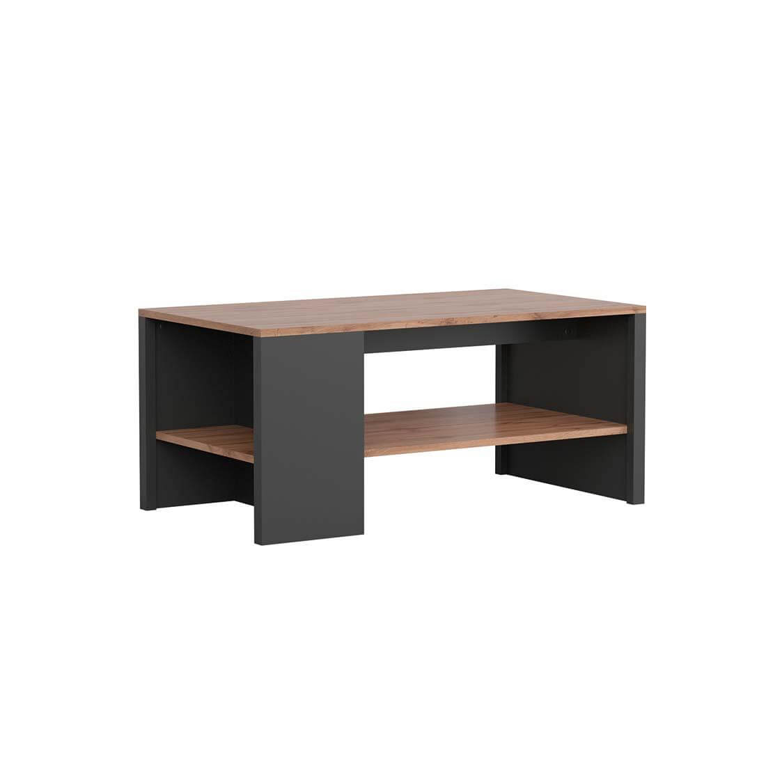 Mesa de centro Normandia con estante inferior visible desde el lateral derecho
