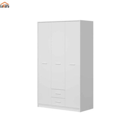 Armario blanco 120 cm NEPO con 3 puertas y 2 cajones, diseño moderno