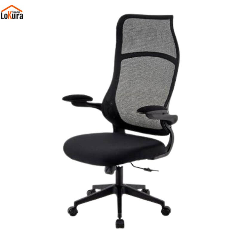 Silla con respaldo de malla OFI2100 negra transpirable para oficina en Canarias