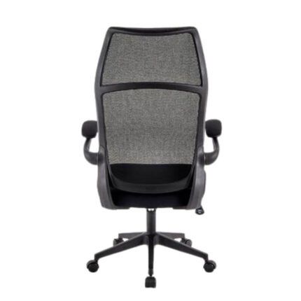 Vista trasera de la silla con respaldo de malla OFI2100 negra, ideal para oficinas en Canarias