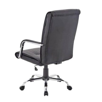 silla de oficina ergonómica negra con ruedas vista trasera en ángulo, modelo OFI2300