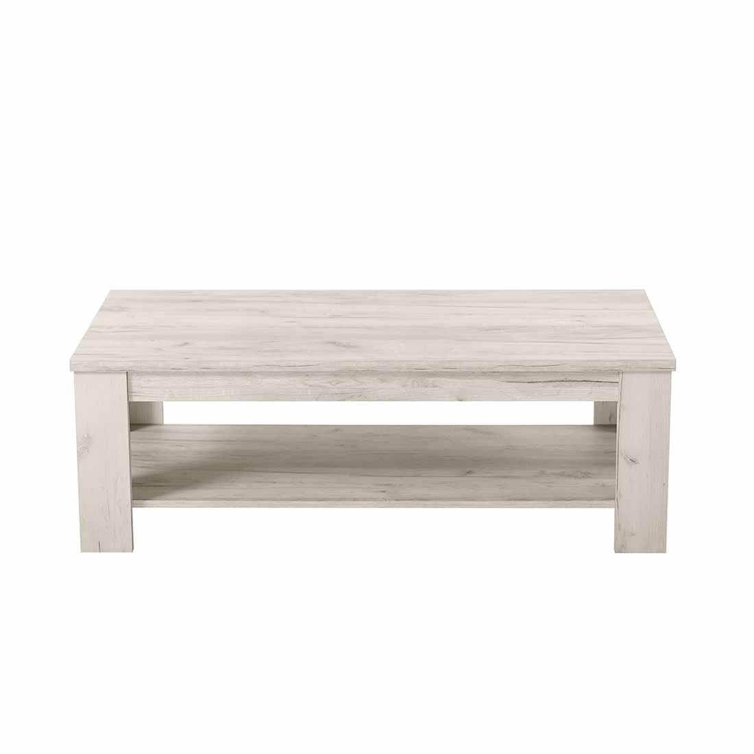Mesa de centro 120x60 Oscar en color ártico con estante inferior, diseño moderno para salones luminosos