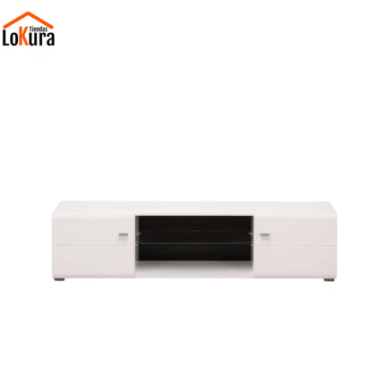Mueble para TV 170 cm blanco REX con diseño moderno y estante de cristal, ideal para salones en Canarias