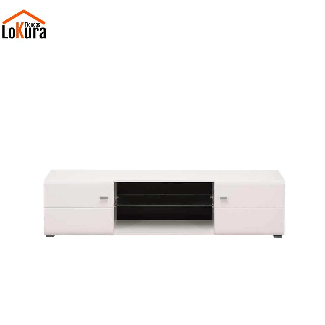 Mueble para TV 170 cm blanco REX con diseño moderno y estante de cristal, ideal para salones en Canarias
