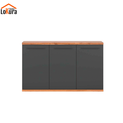 Aparador 150 cm ancho 3 Puertas, Color Taho/Antracita, Gran Capacidad