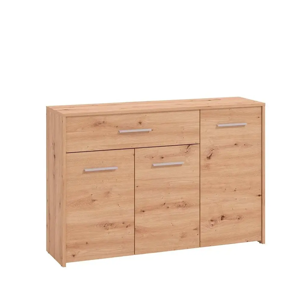 Aparador para comedor pequeño roble artisan con cajón y puertas, fondo estrecho y diseño funcional