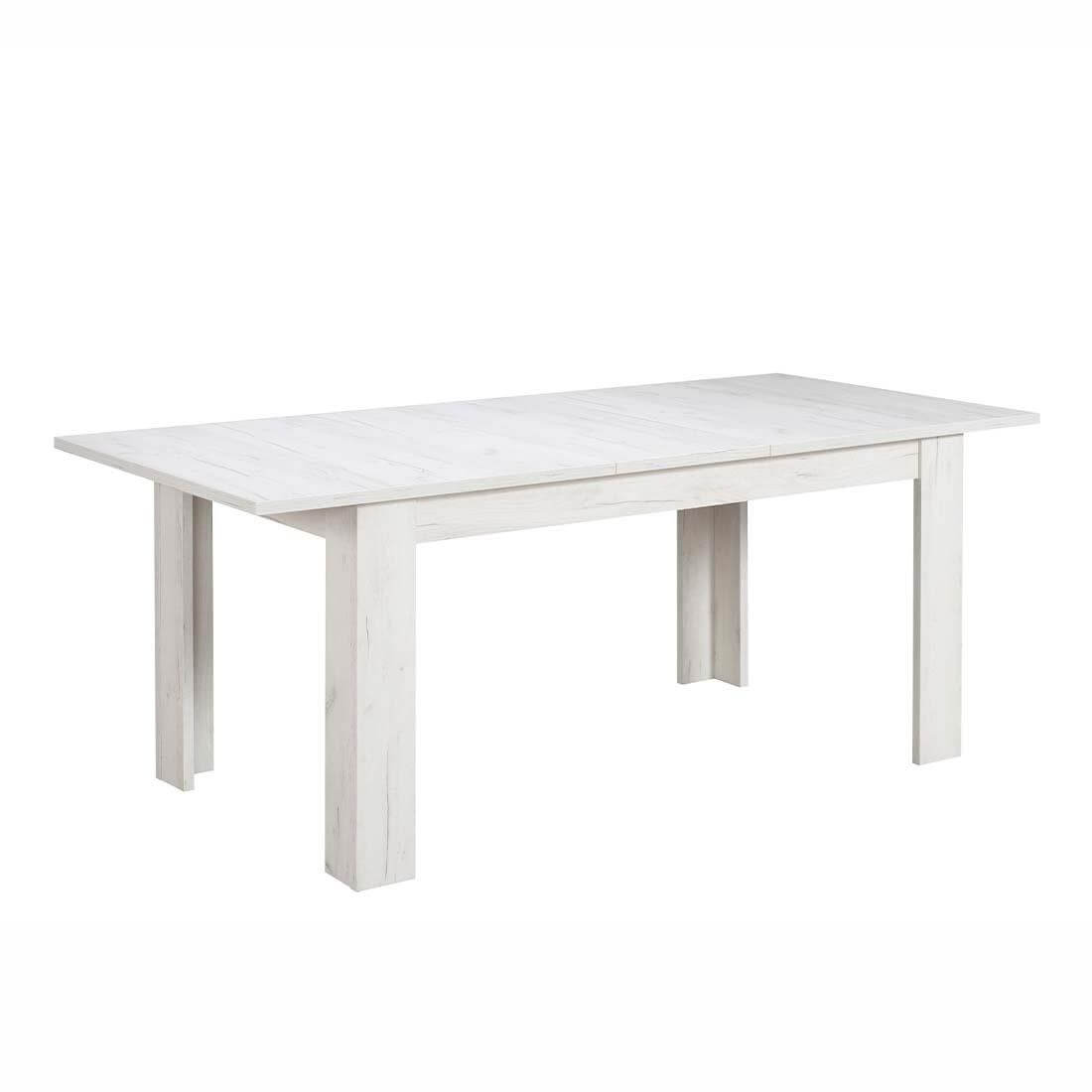 Mesa rectangular de madera extensible Oscar abierta a 200 cm en acabado blanco Ártico