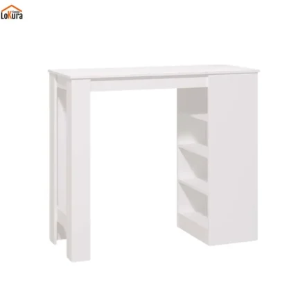 Mesa tipo barra blanca con estantes modelo Valence disponible en Canarias