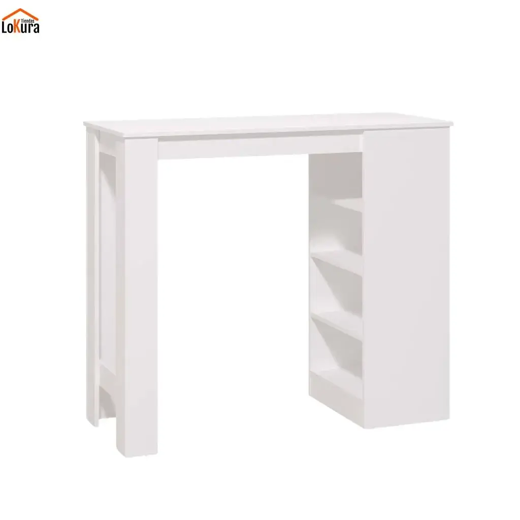Mesa tipo barra blanca con estantes modelo Valence disponible en Canarias