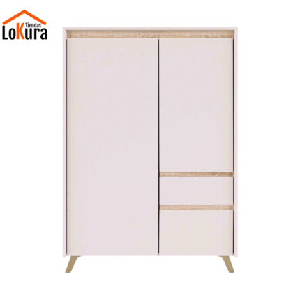 Mueble bodeguero blanco Longue con cajón y puertas en color cashmere-cambrian, ideal para hogares en Canarias