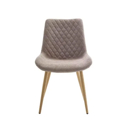 Silla Blair beige tostado vista frontal con patas efecto madera