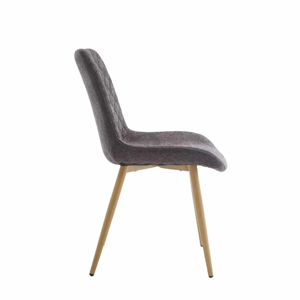 Silla Blair gris oscuro vista lateral con patas efecto madera