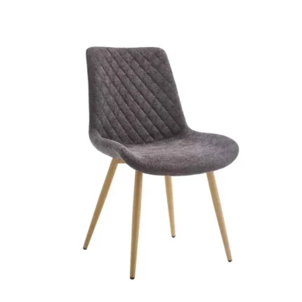 Silla Blair gris oscuro en vista tres cuartos con patas efecto madera