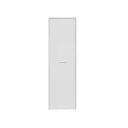 Armario blanco 60 cm ancho Nepo, 1 puerta, vista frontal, acabado blanco liso
