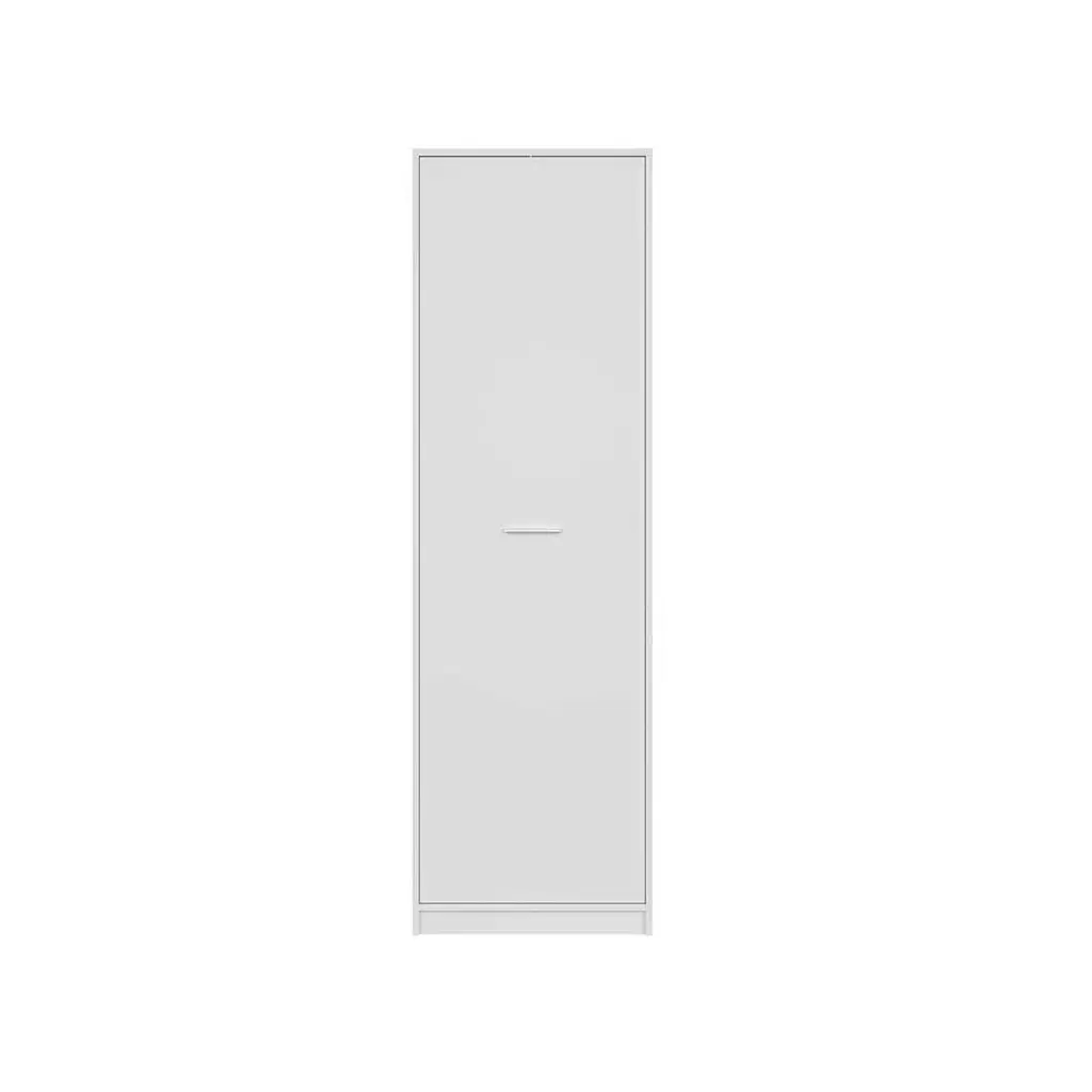 Armario blanco 60 cm ancho Nepo, 1 puerta, vista frontal, acabado blanco liso