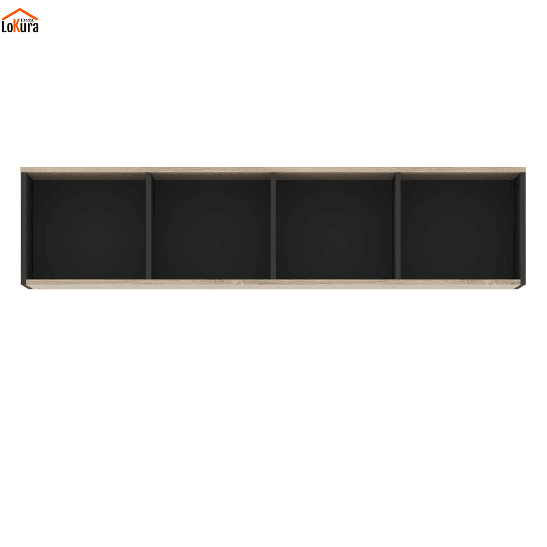 Estantería horizontal pared con 4 huecos y diseño contemporáneo