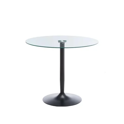 Mesa comedor pie central Ikon 90 cm, cristal templado y base de pie central en color negro