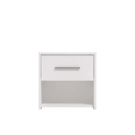 Mesita noche moderna Garona blanca con cajón y hueco 42×33×42 cm