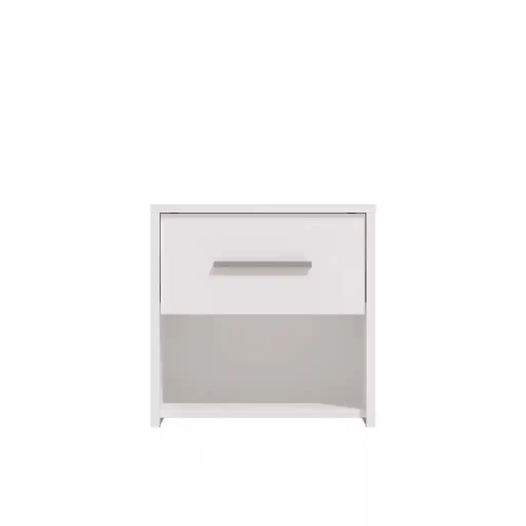 Mesita noche moderna Garona blanca con cajón y hueco 42×33×42 cm
